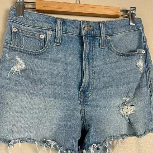 Madewell The Perfect Jean Short Distressed Shorts Light Wash Size 27 - Picture 5 of 6